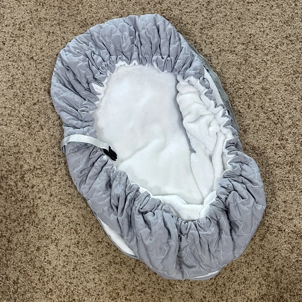 Gray & White Plush Baby Bib